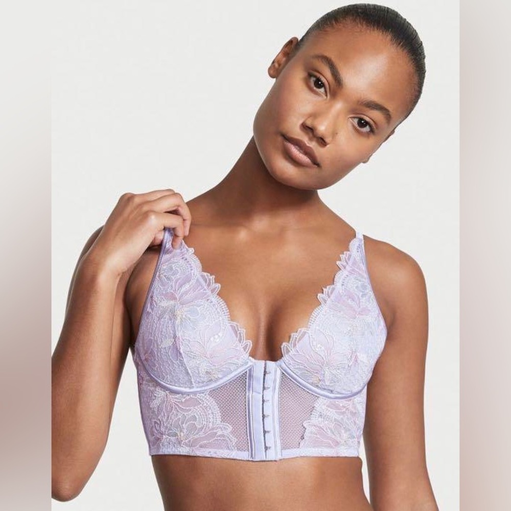 Victorias Secret Lace Floral Embroidery Corset Top Bra